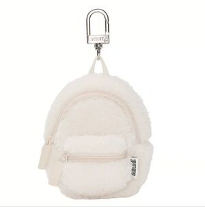 PINK Victoria's Secret White Mini Backpack Keychain Bag Charm Two Zips NWT Cute